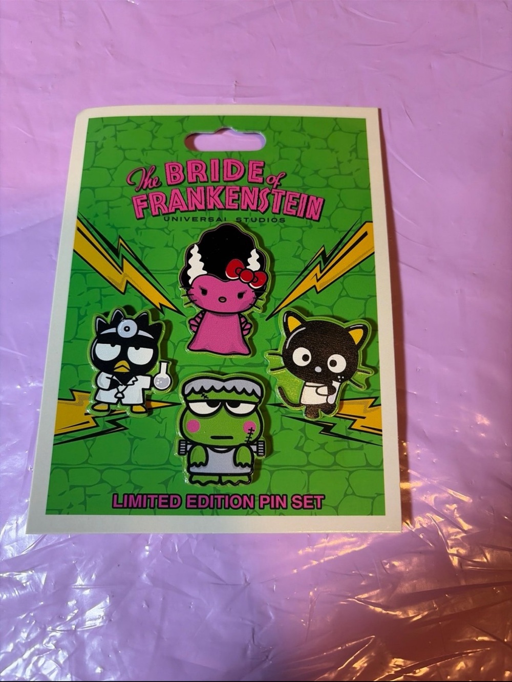 Hello Kitty Bride of Frankenstein Pink and Green Limited Edition Pin Set